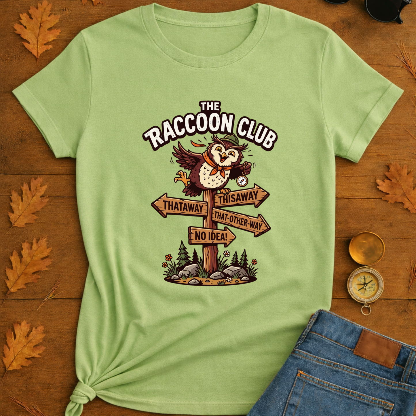 Silly Owl Wrong Direction Sign T-Shirt