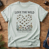 Love The Wild Tee – outdoor lettering and mountain silhouette graphic tee, product photo 1