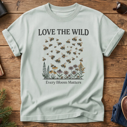 Love The Wild Tee – outdoor lettering and mountain silhouette graphic tee, product photo 1