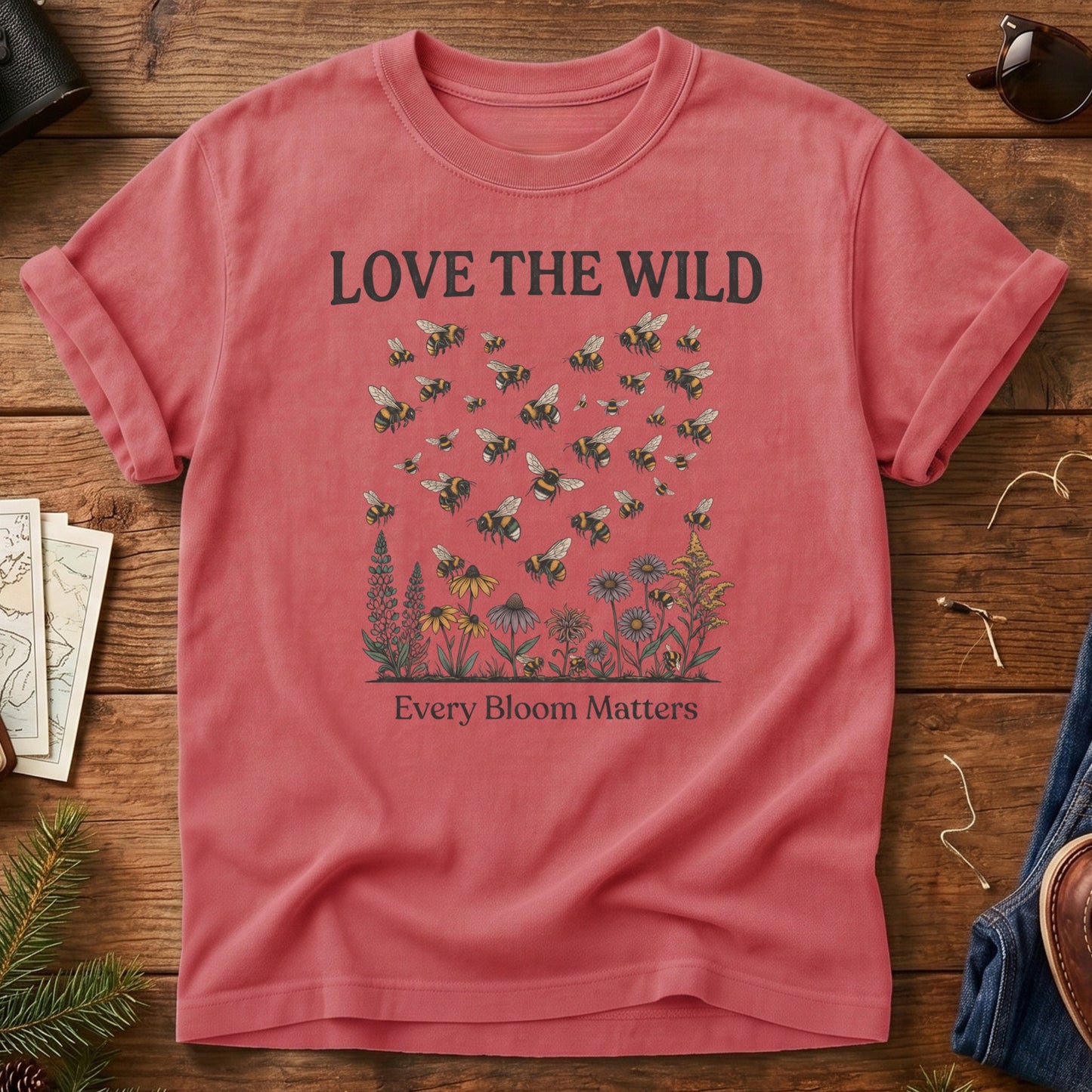 Love The Wild Tee – outdoor lettering and mountain silhouette graphic tee, product photo 8