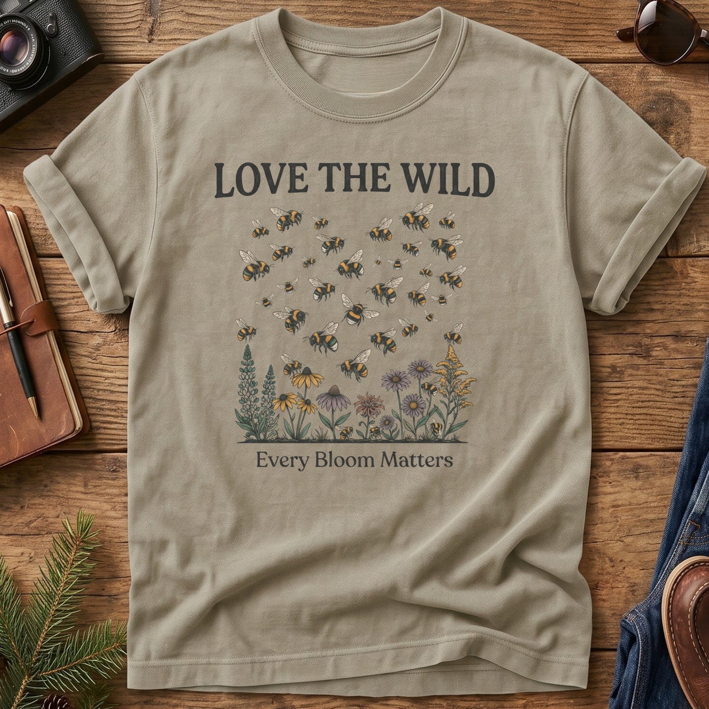 Love The Wild Tee – outdoor lettering and mountain silhouette graphic tee, product photo 6