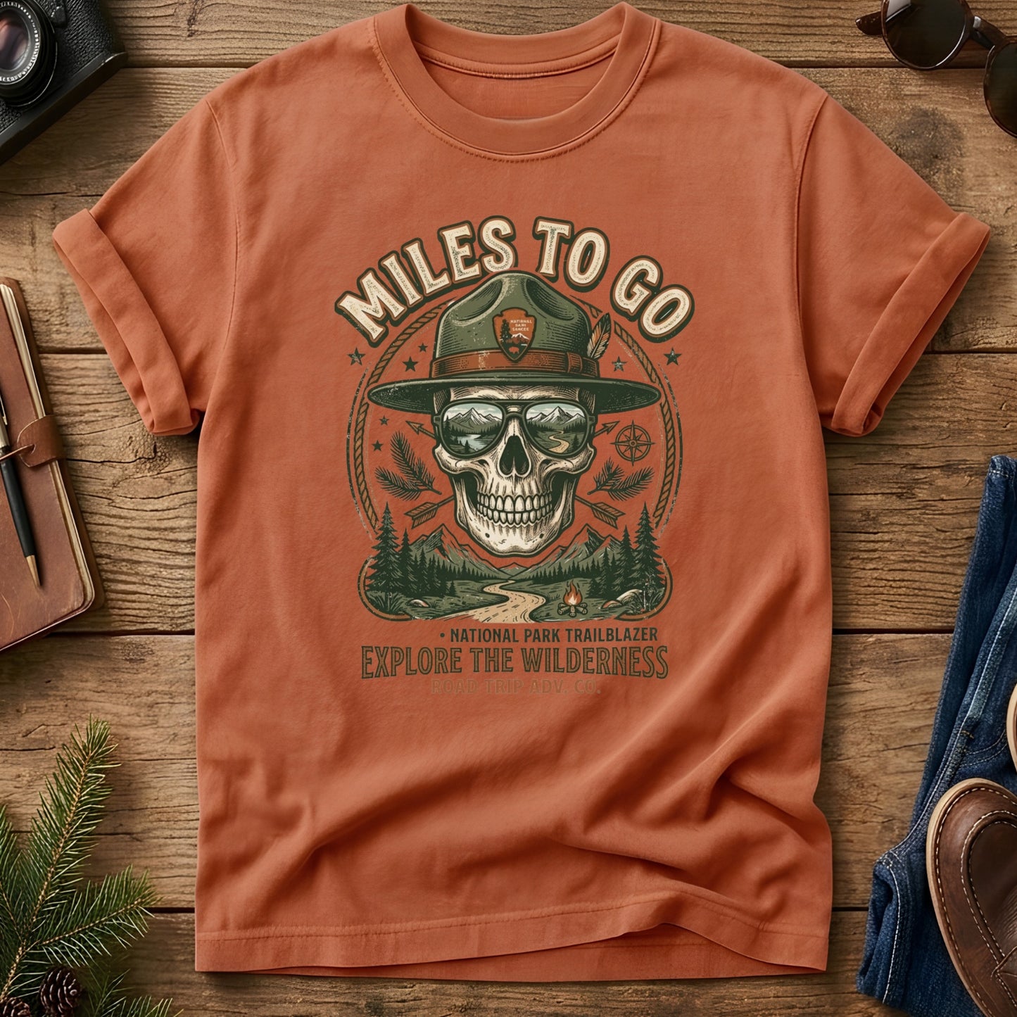 Miles To Go- Scenic Route Skull Tee