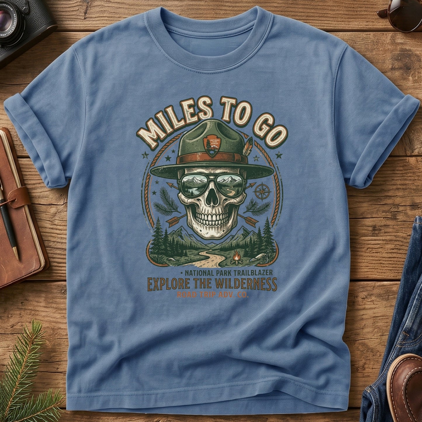 Miles To Go- Scenic Route Skull Tee