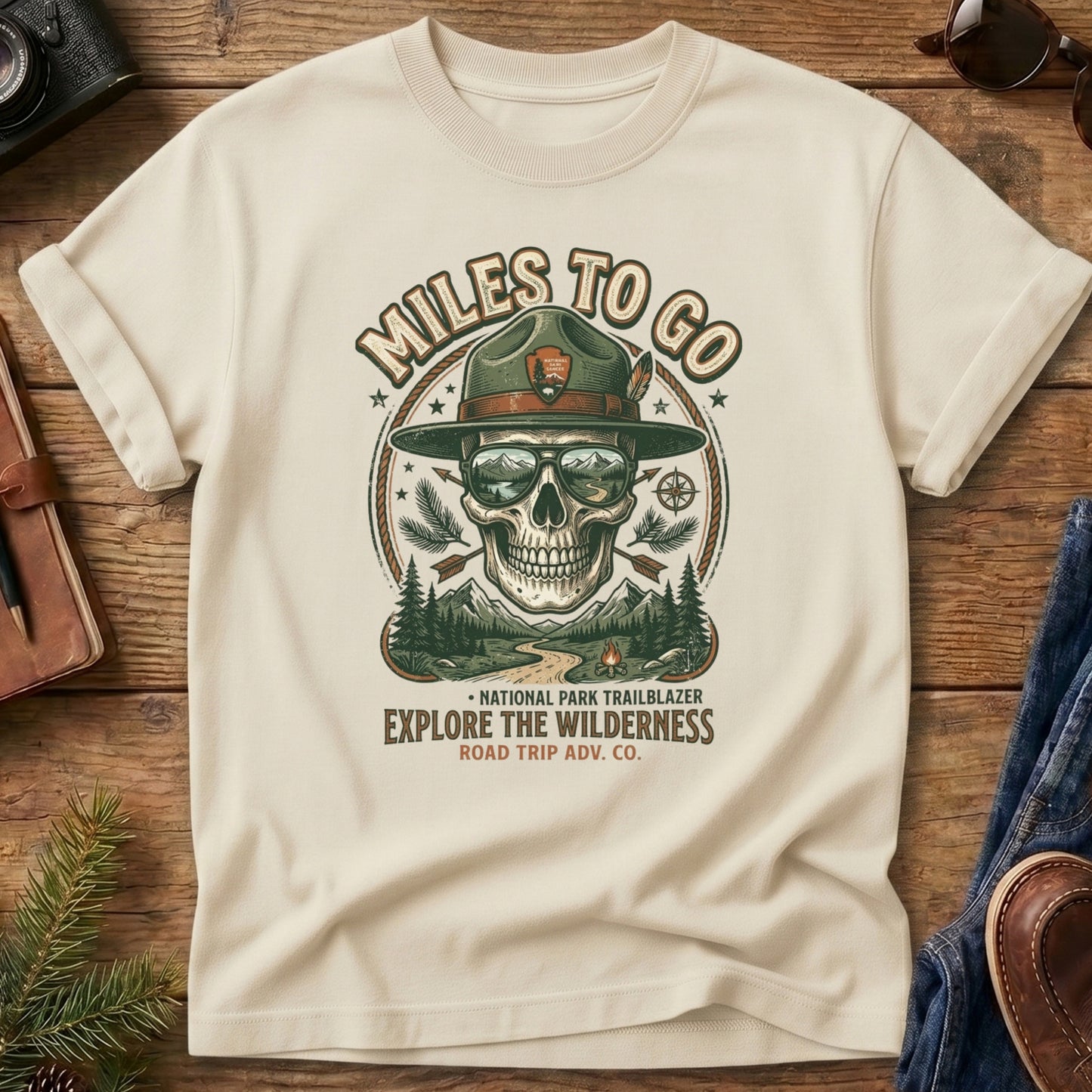 Miles To Go- Scenic Route Skull Tee