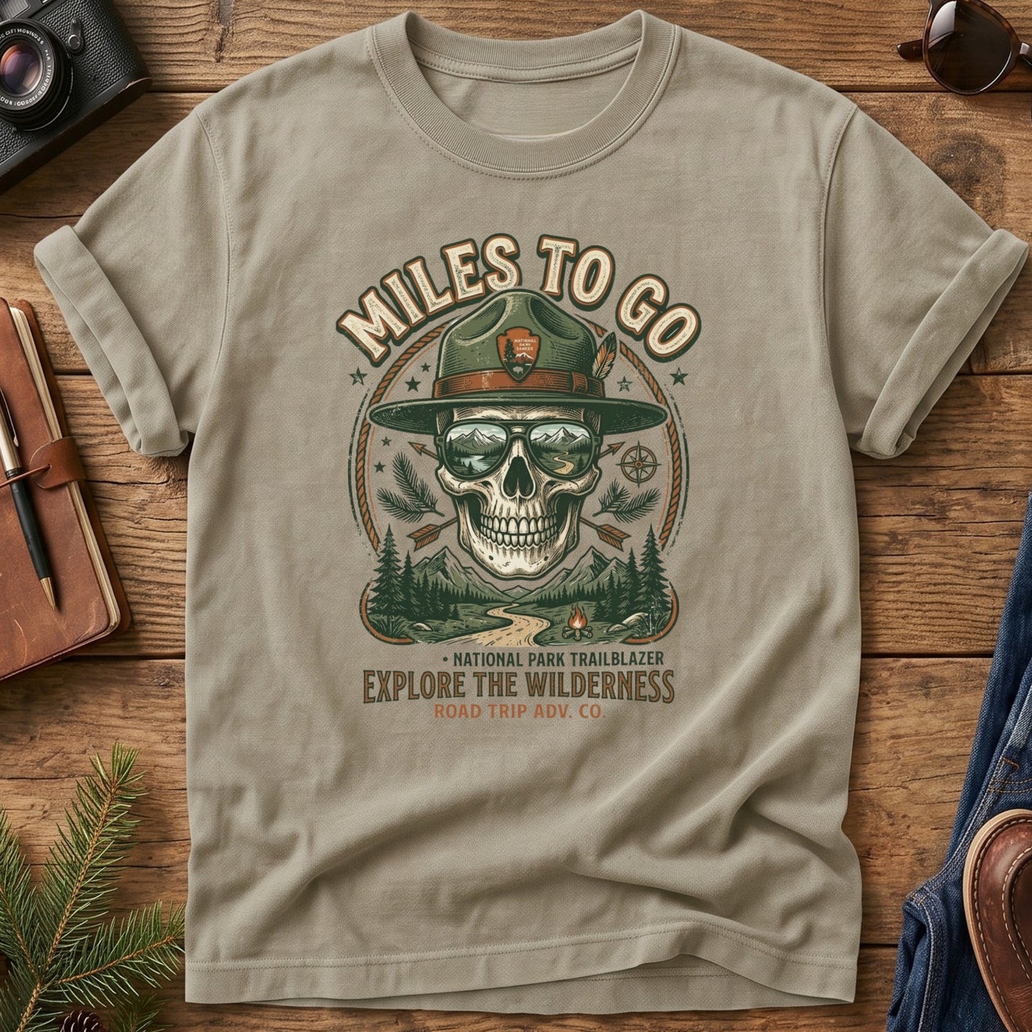 Miles To Go- Scenic Route Skull Tee