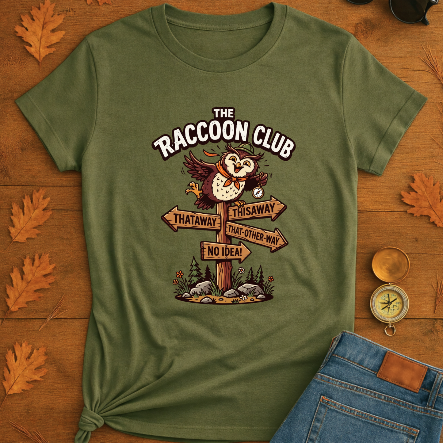 Silly Owl Wrong Direction Sign T-Shirt