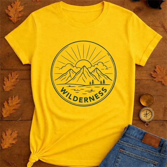 Minimal Line Mountains Badge T-Shirt