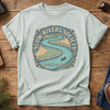 Slow Rivers Society Tee – river and canoe badge graphic tee, product photo 1