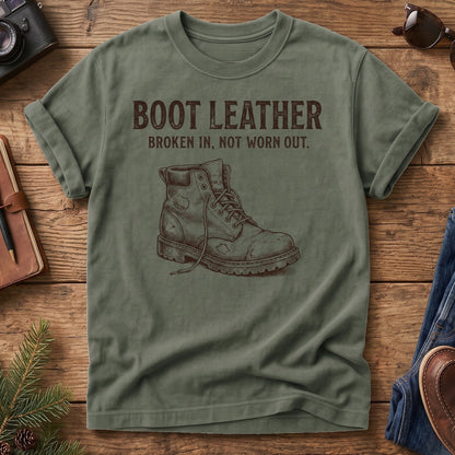 Not Worn Out Tee – broken-in hiking boot graphic tee, product photo 5