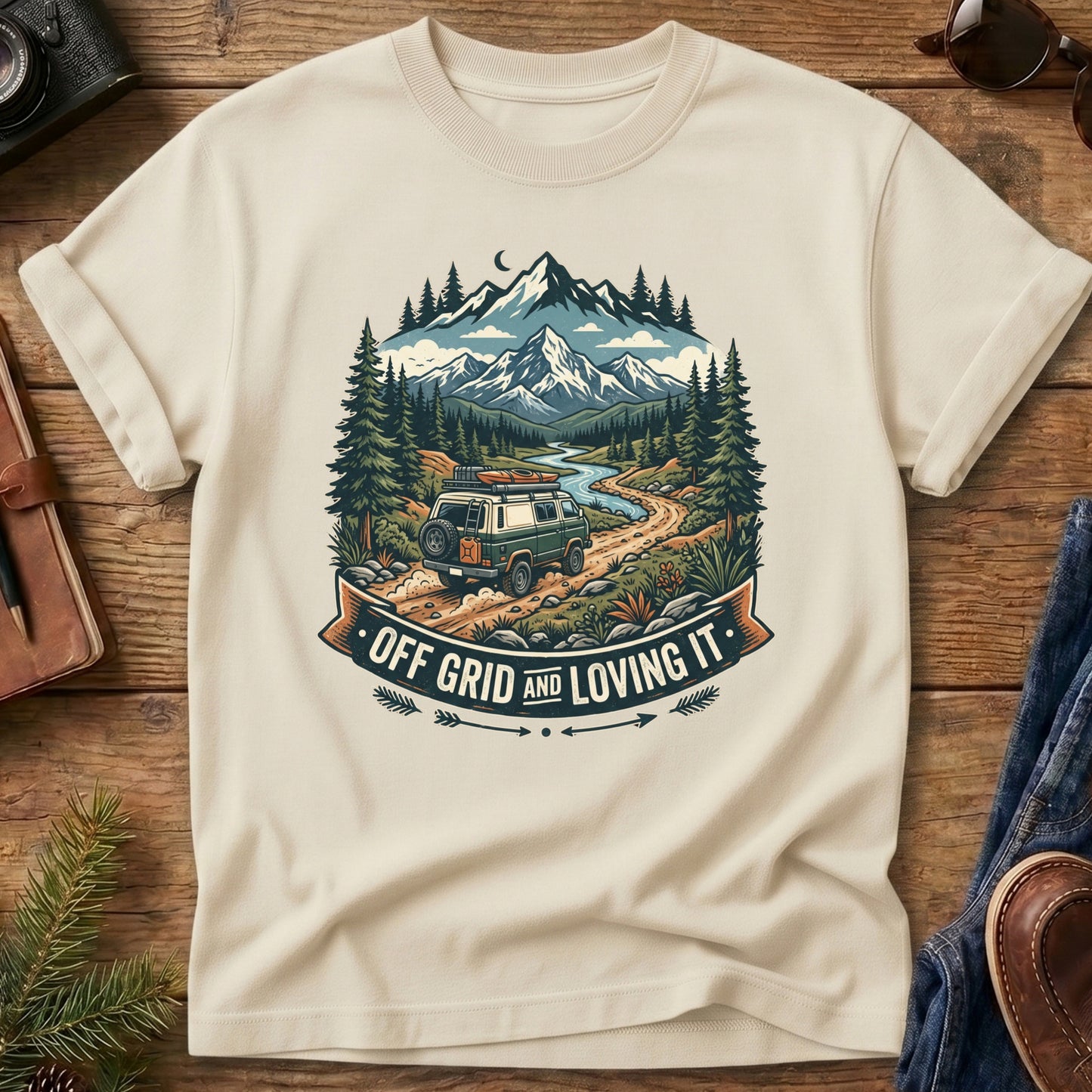 Off Grid and Loving It Tee – graphic tee, view 3