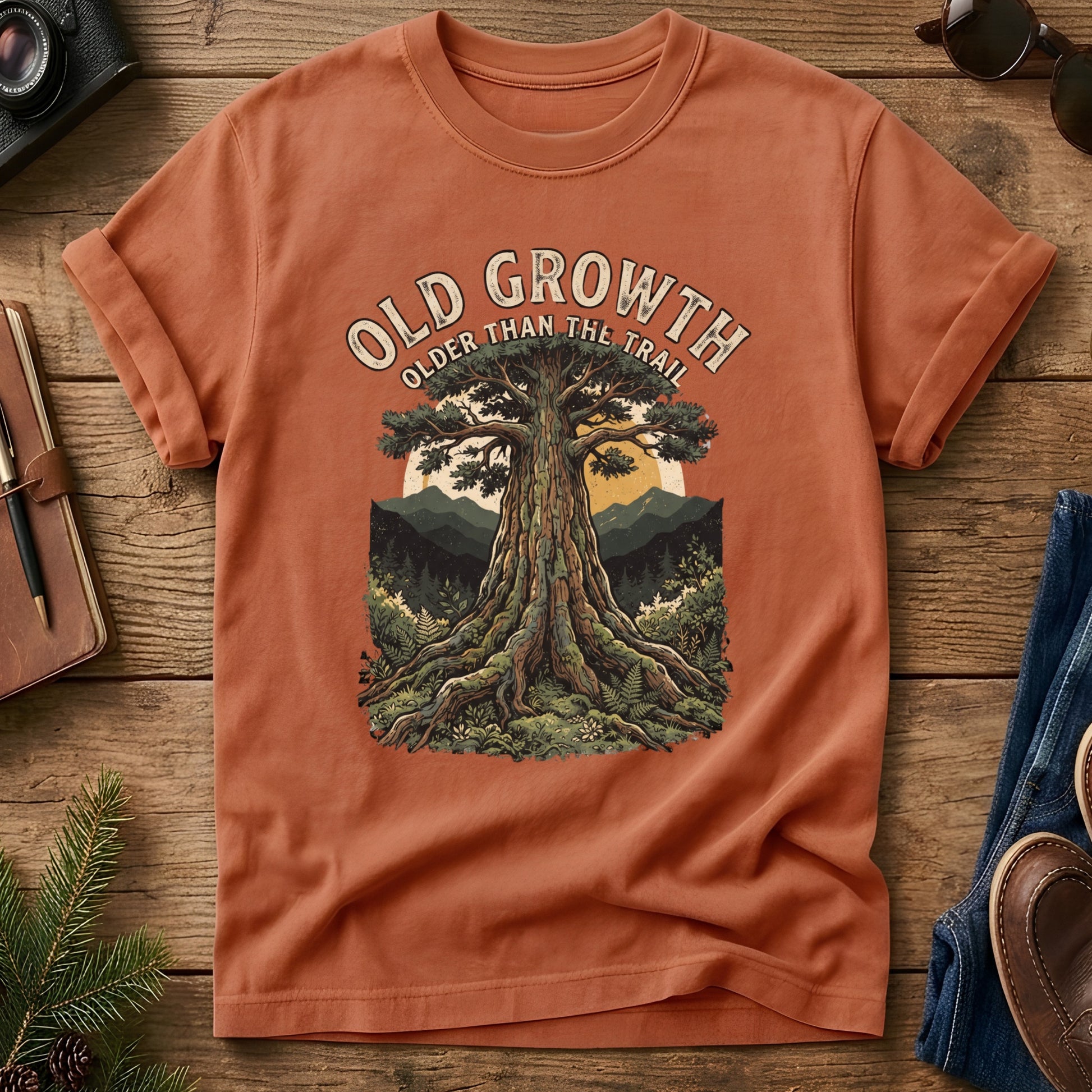 Older Than the Trail Tee – old growth tree graphic tee in Yam, product photo 4