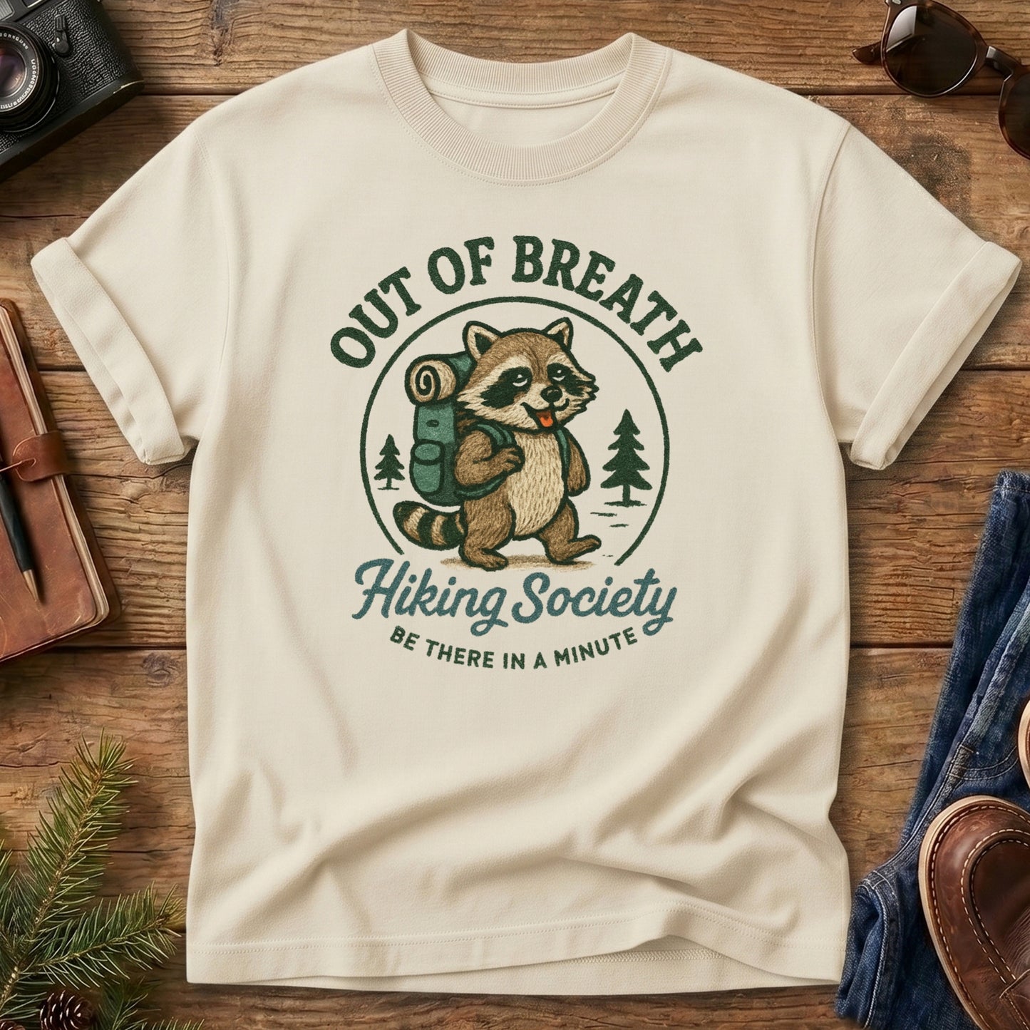 Out of Breath Hiking Society Raccoon Tee