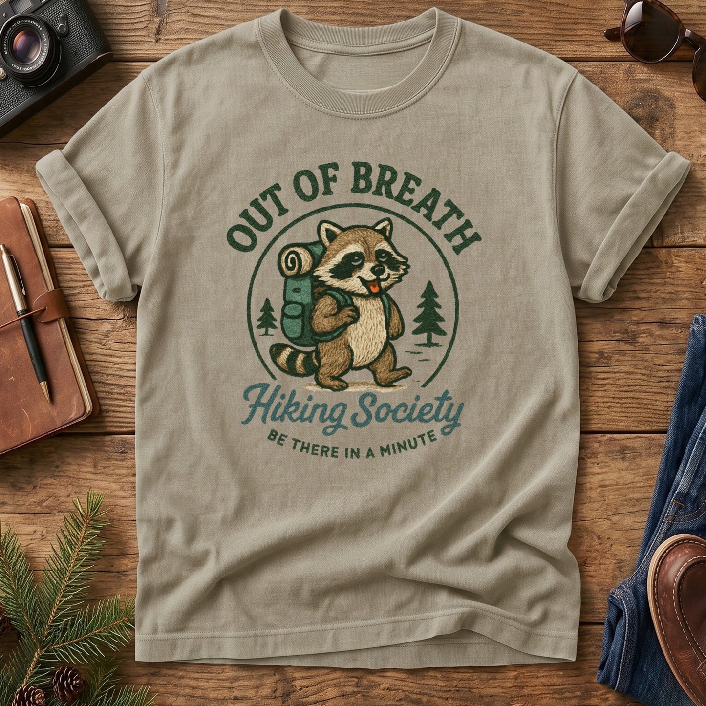 Out of Breath Hiking Society Raccoon Tee