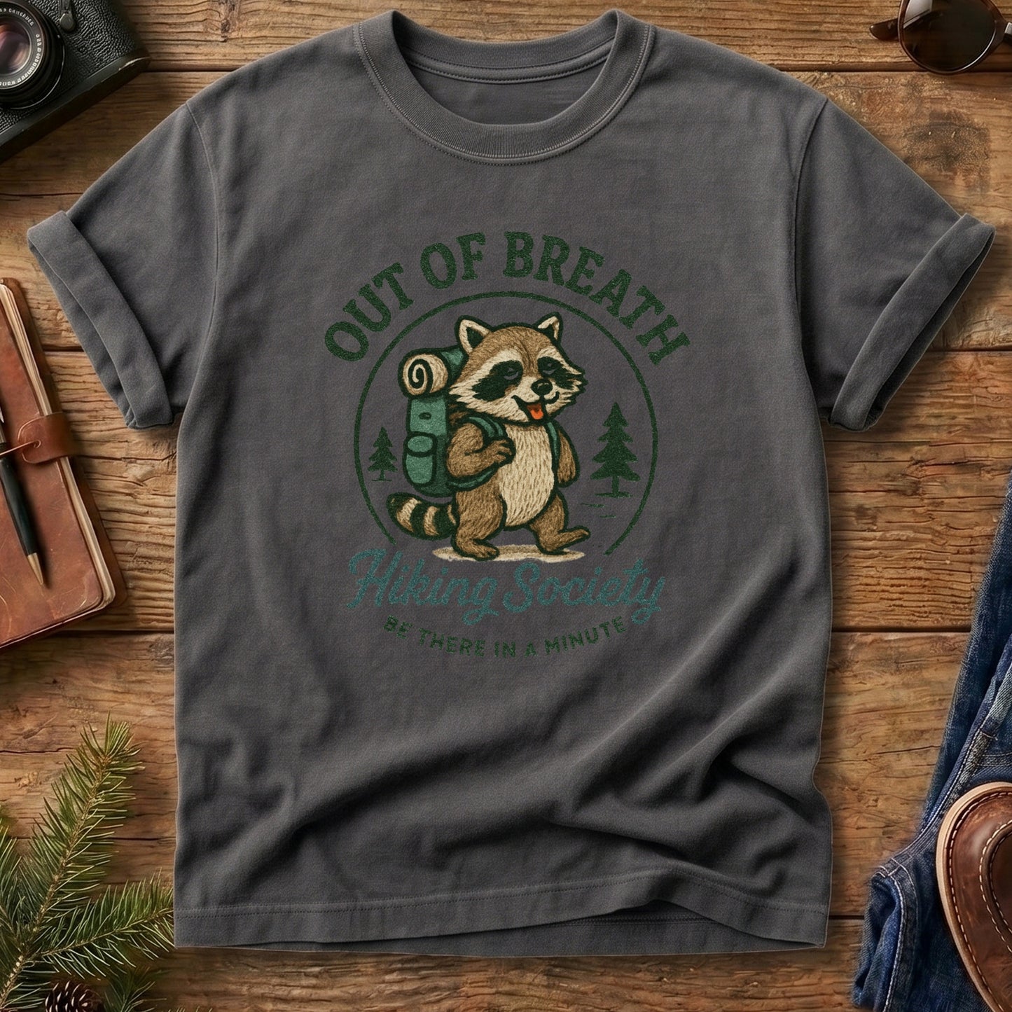 Out of Breath Hiking Society Raccoon Tee