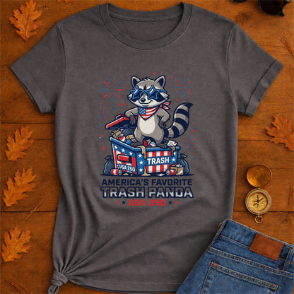 Patriotic Raccoon T-Shirt — “America’s Favorite Trash Panda – USA 250”