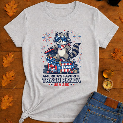 Patriotic Raccoon T-Shirt — “America’s Favorite Trash Panda – USA 250”