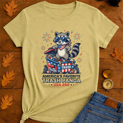 Patriotic Raccoon T-Shirt — “America’s Favorite Trash Panda – USA 250”