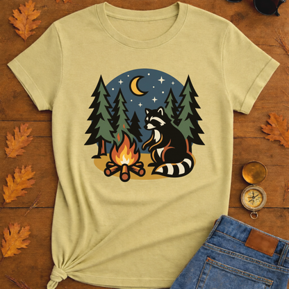 Raccoon Warning Campfire T-Shirt — Funny Camping Graphic Tee