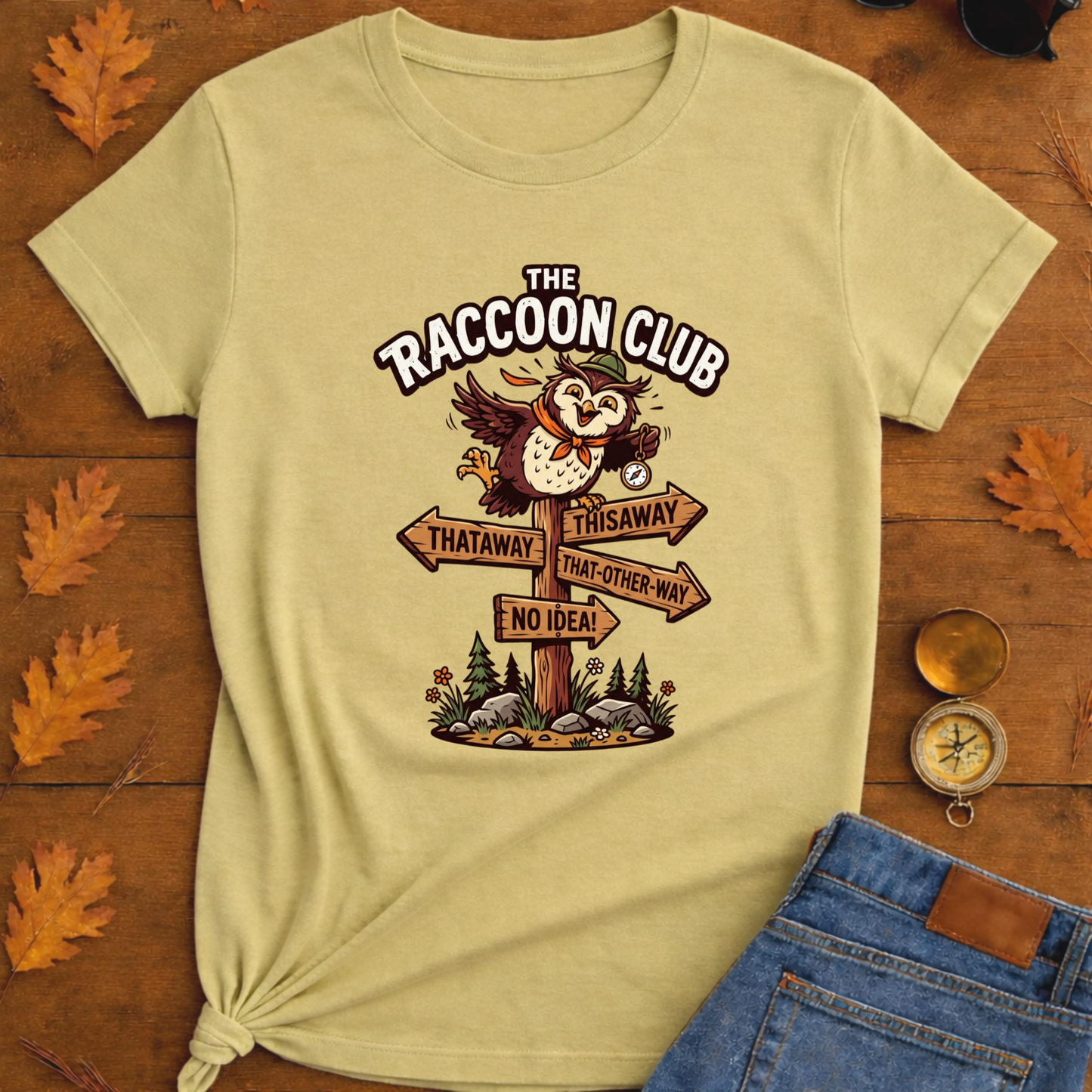 Silly Owl Wrong Direction Sign T-Shirt