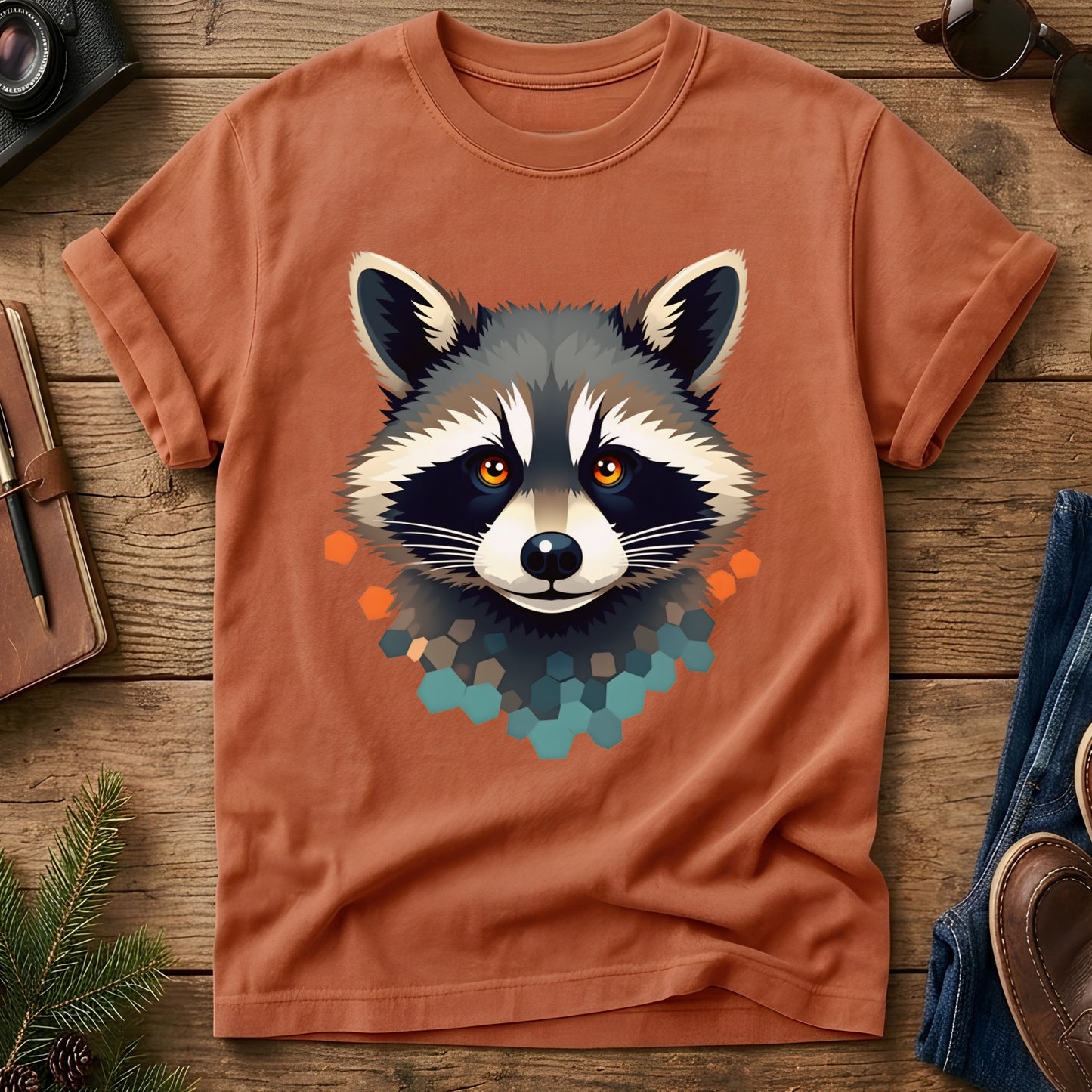 Trail Bandit Tee – raccoon portrait graphic tee, product photo 7
