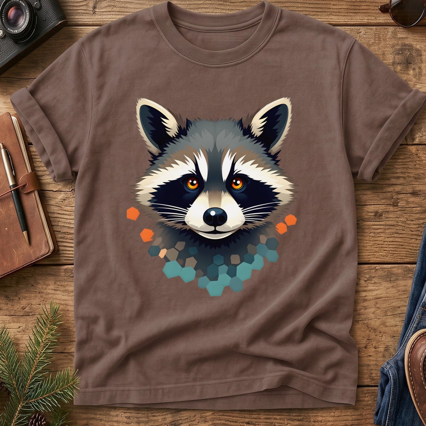Trail Bandit Tee – raccoon portrait graphic tee, product photo 8