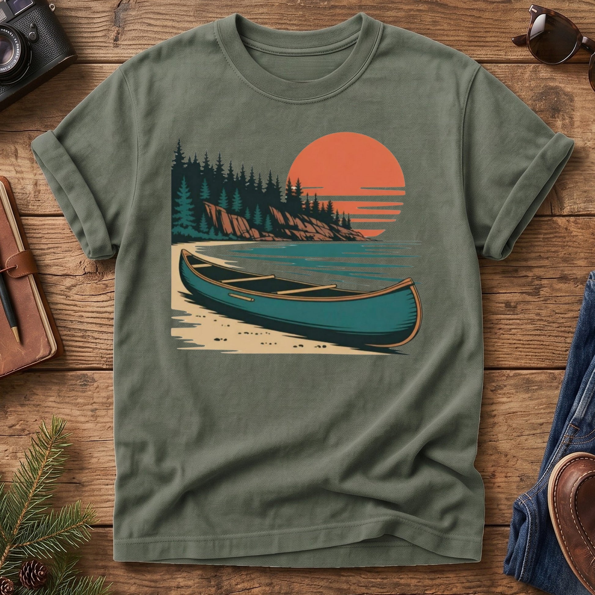River Sunset Adventure Tee – styled outdoor lifestyle photo