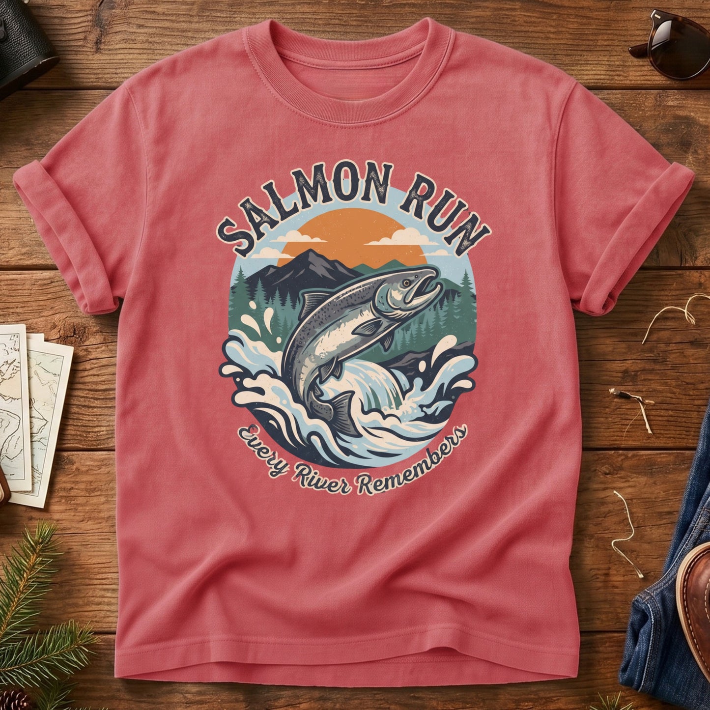 Salmon Run Tee – salmon run graphic tee in Watermelon, product photo 5