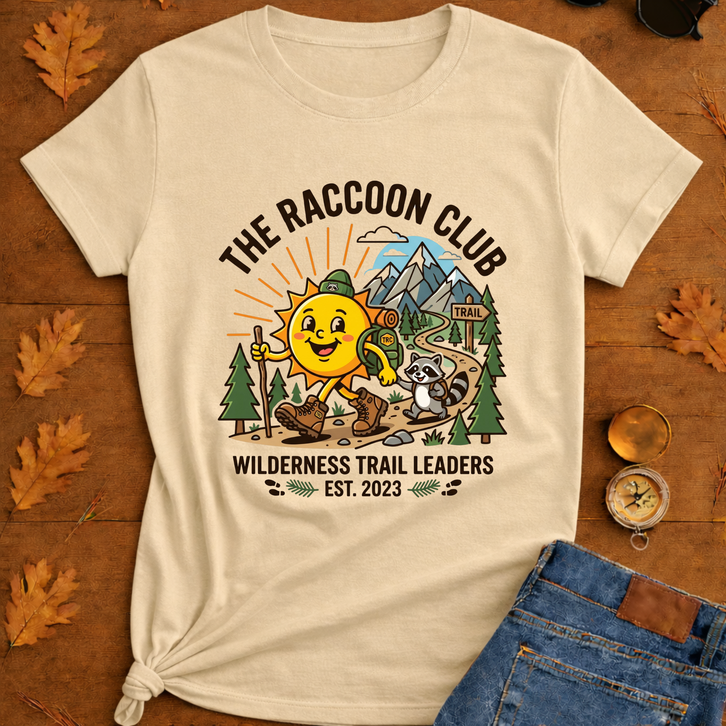 Hiking Sun T-Shirt — Smiling Sun in Boots Trail Tee