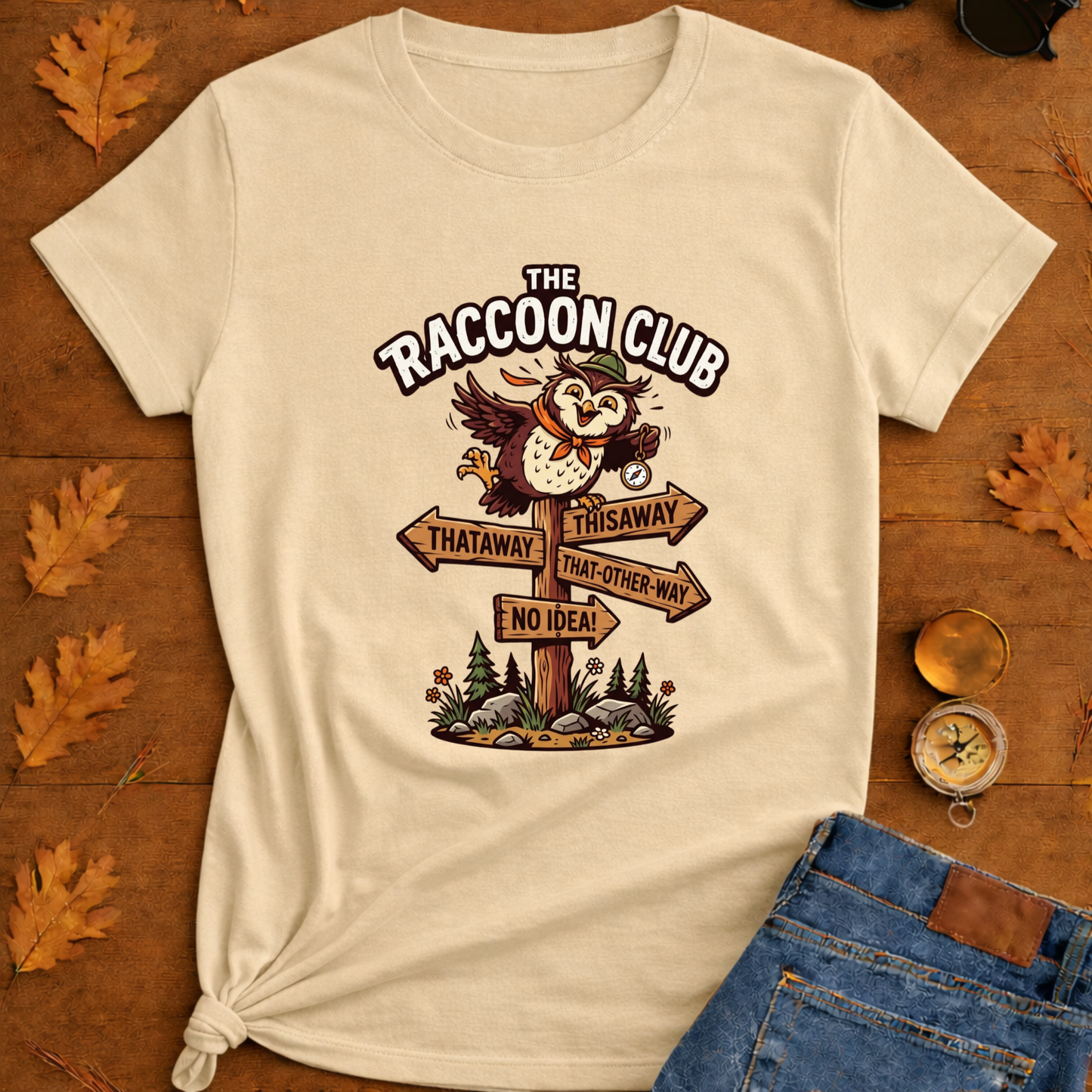 Silly Owl Wrong Direction Sign T-Shirt