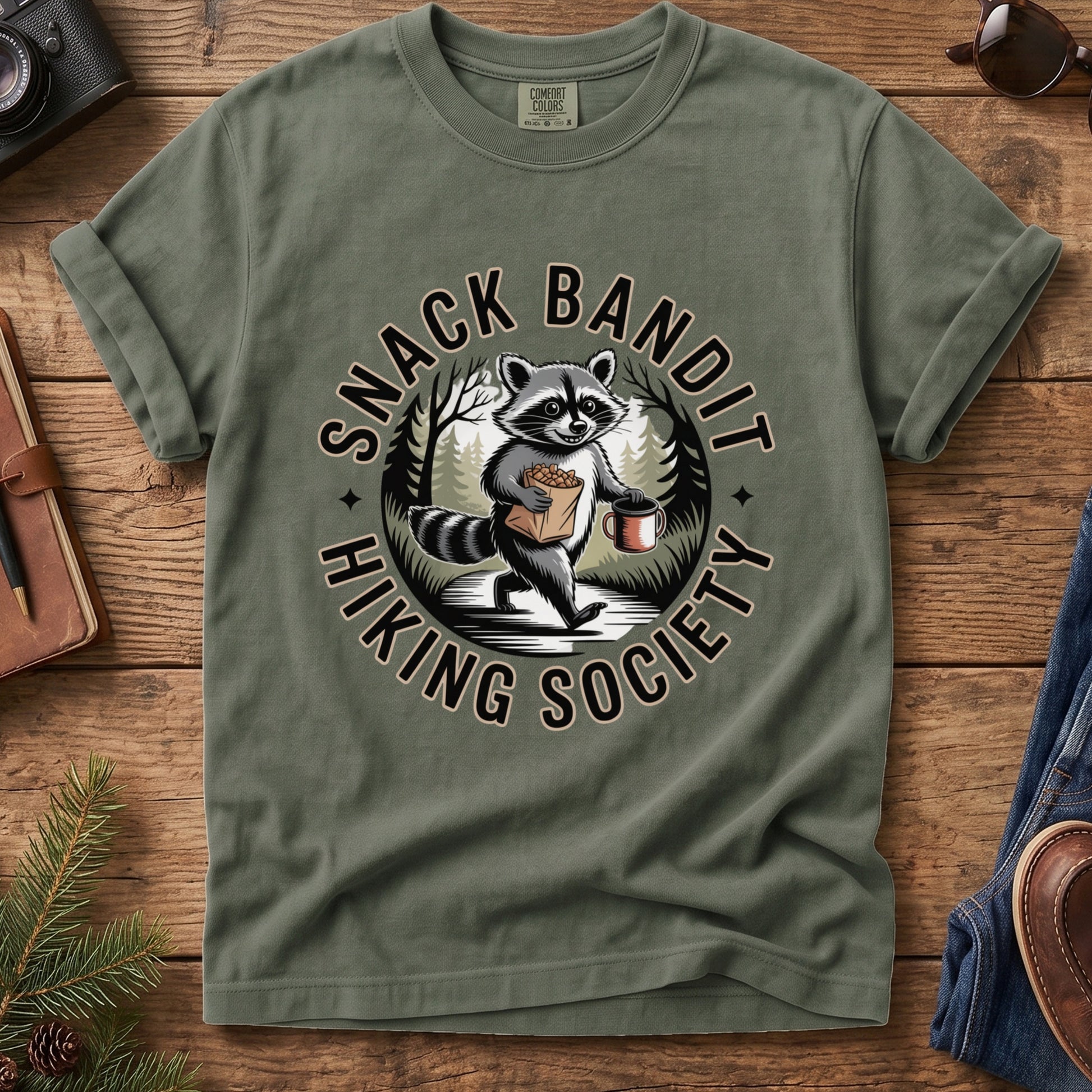 Snack Bandit Tee – close-up of artwork