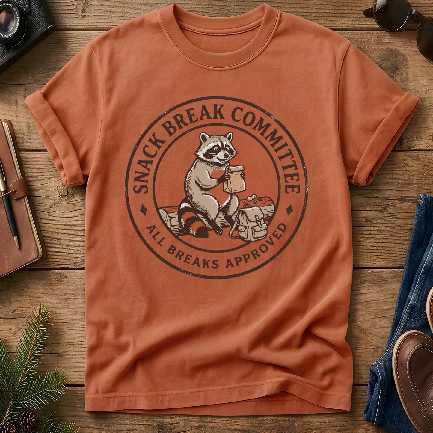 Snack Break Committee Raccoon Hiking Tee – product photo 6
