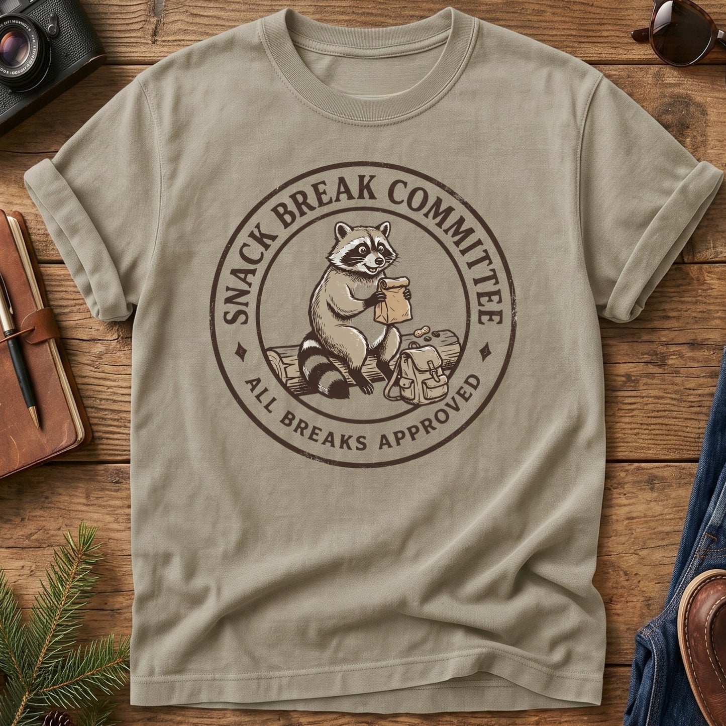Snack Break Committee Raccoon Hiking Tee – product photo 4