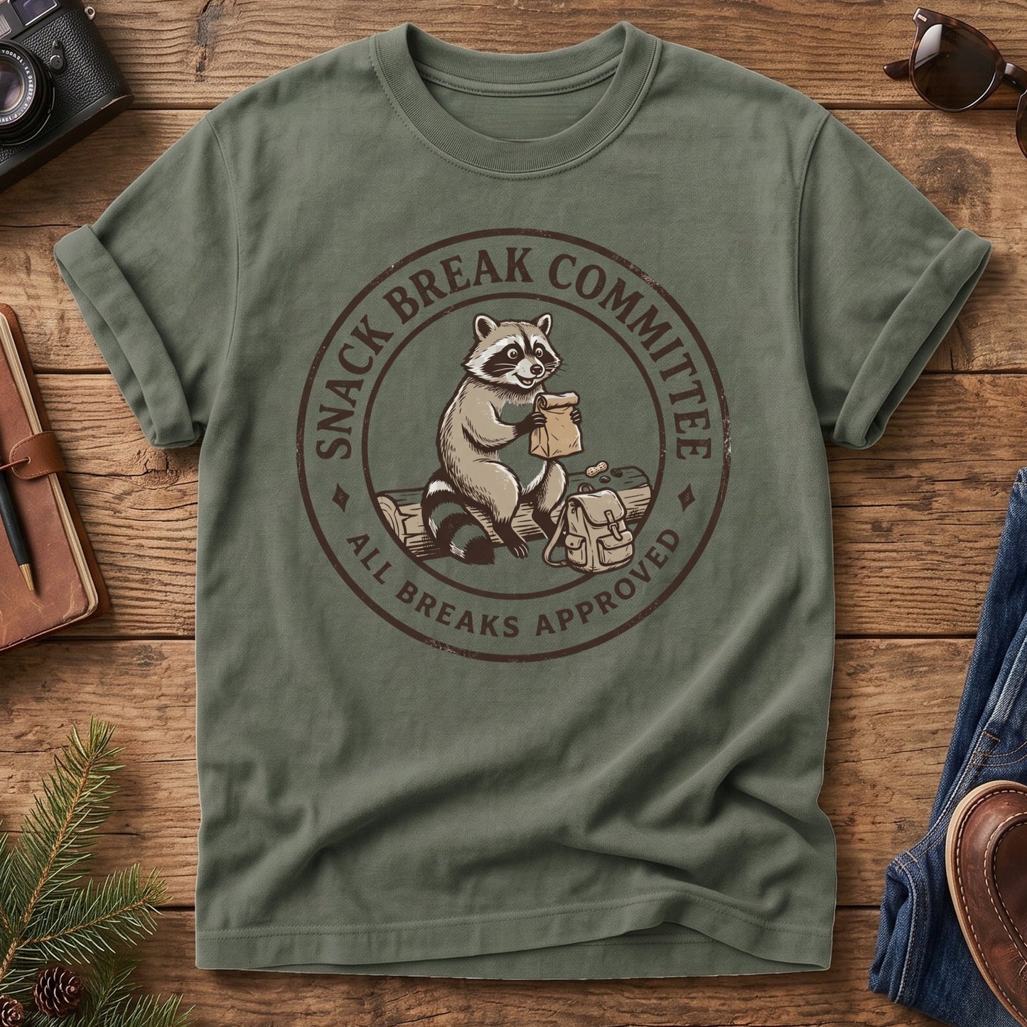 Snack Break Committee Raccoon Hiking Tee – product photo 5