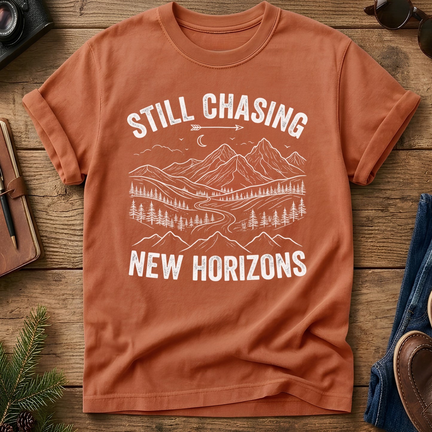 Still Checking Peaks Off Tee — Wilderness Apparel garment-dyed Comfort Colors tee, photo 7 of 8