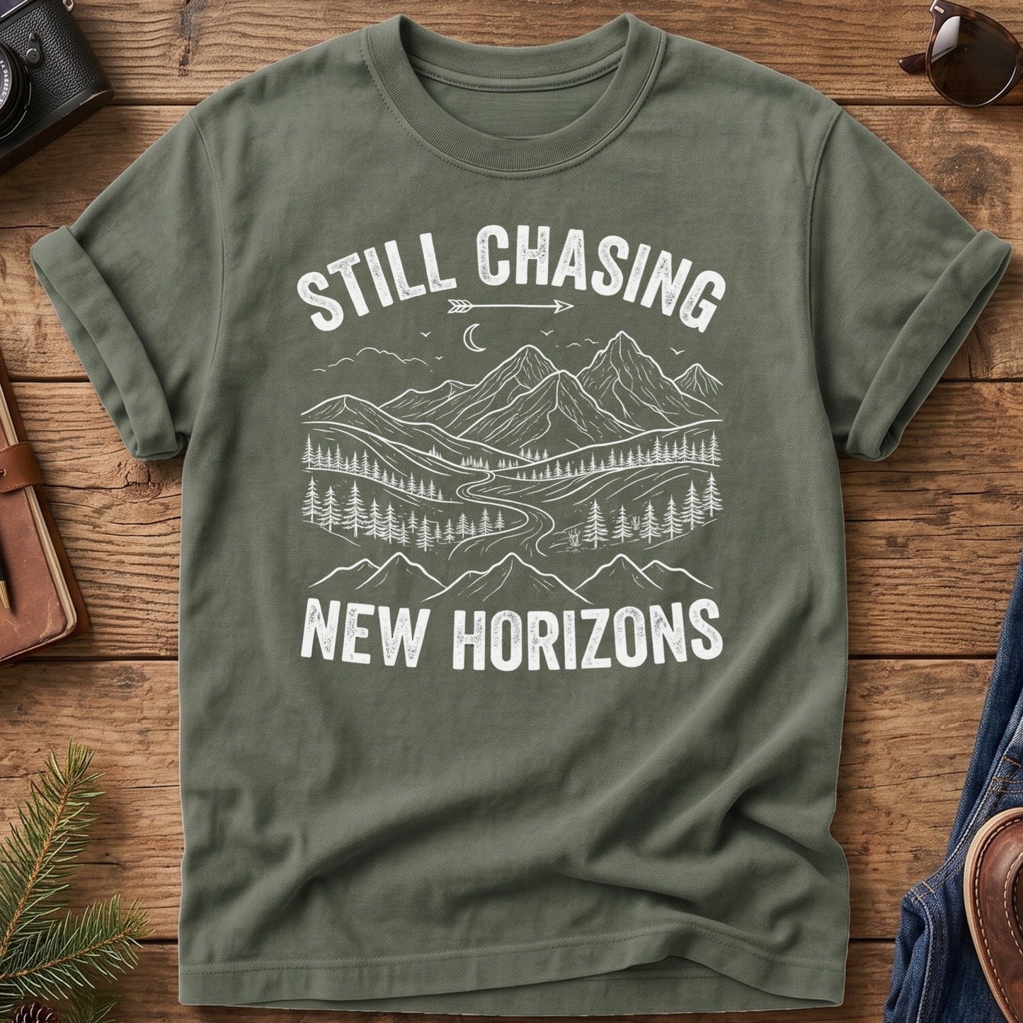 Still Checking Peaks Off Tee — Wilderness Apparel garment-dyed Comfort Colors tee, photo 4 of 8