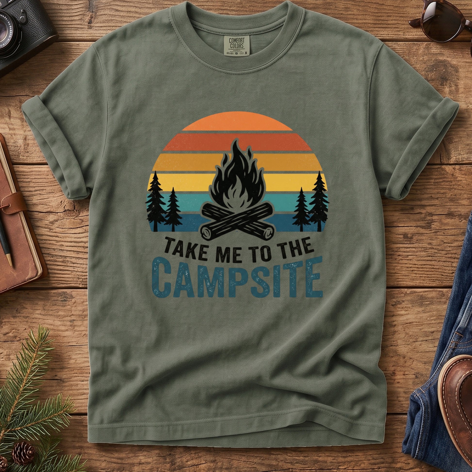 Take Me to the Campsite Tee – additional angle showing campsite print