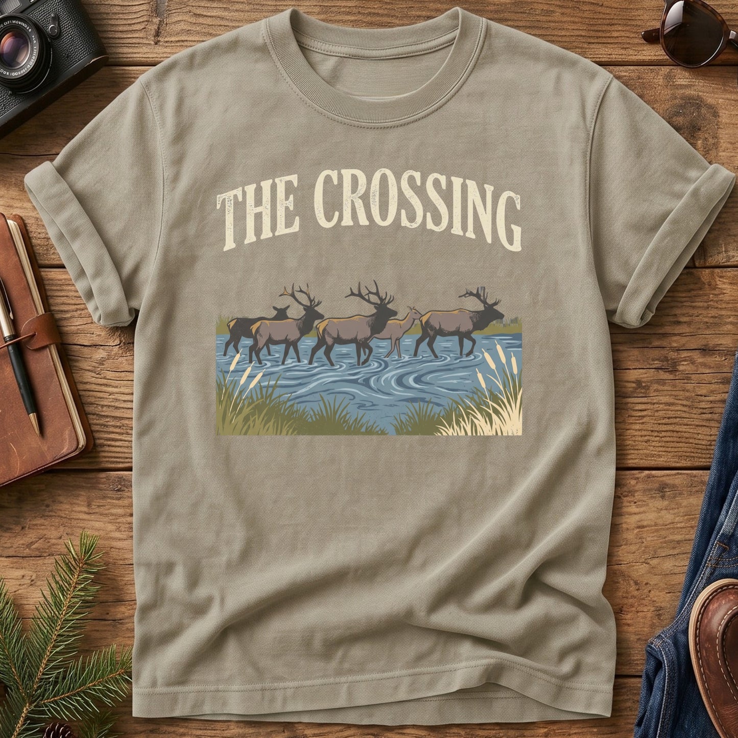 The Crossing Tee – elk river crossing graphic tee, product photo 2