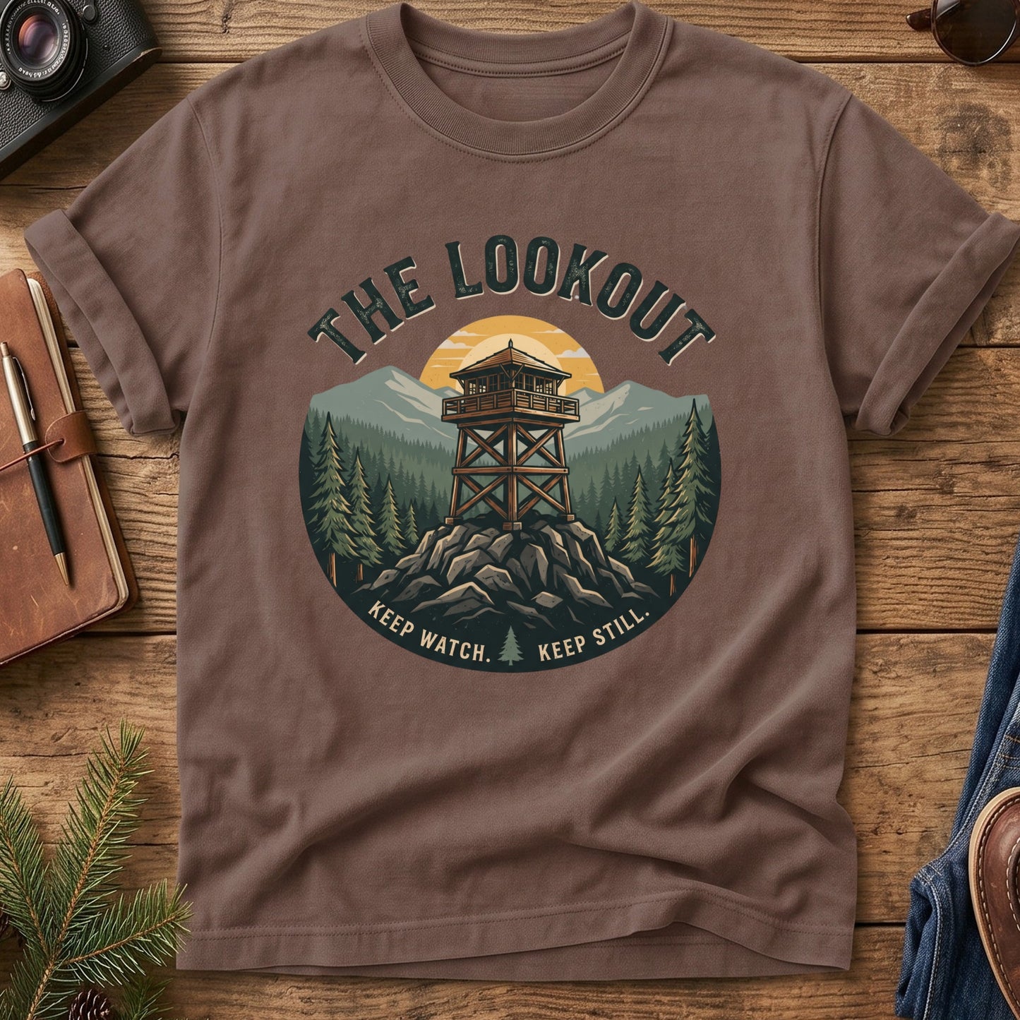 The Lookout Tee – fire lookout tower graphic tee in Espresso, product photo 8