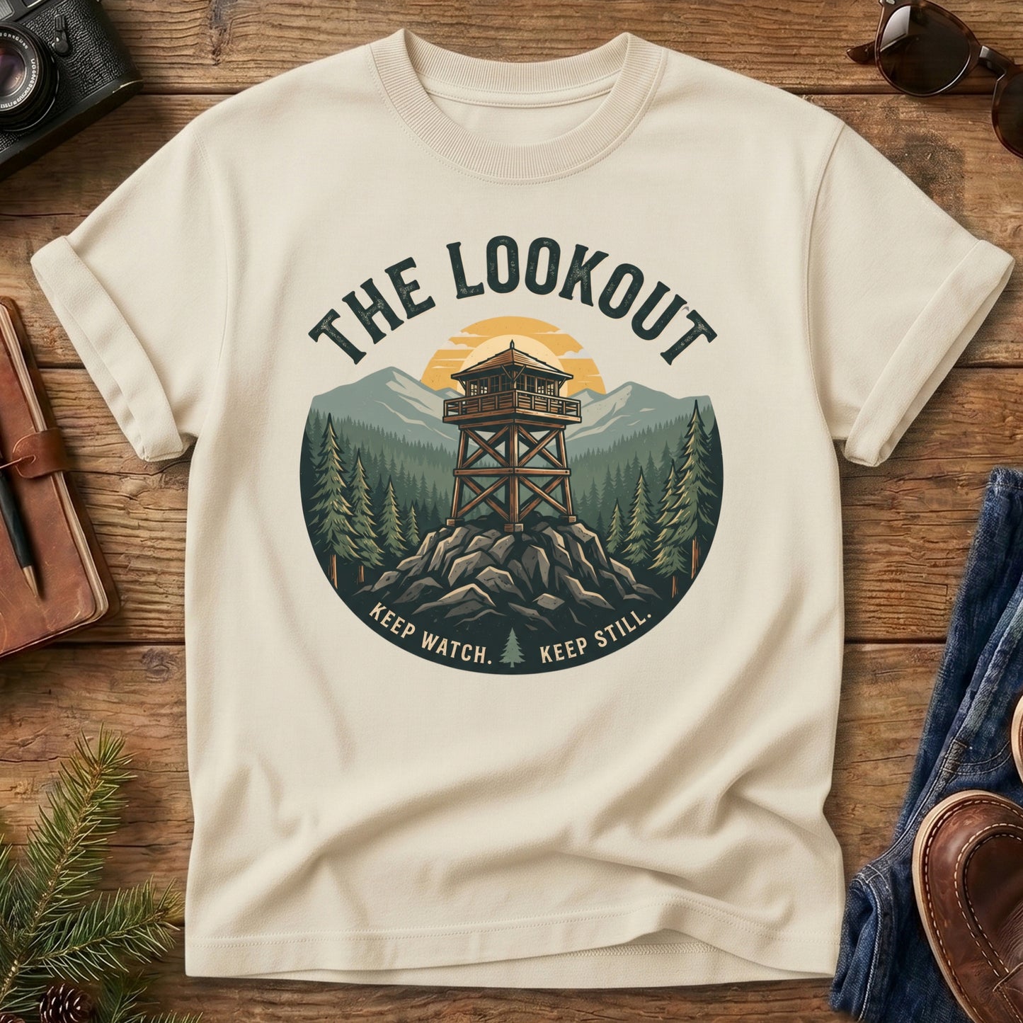 The Lookout Tee – fire lookout tower graphic tee in Ivory, product photo 3