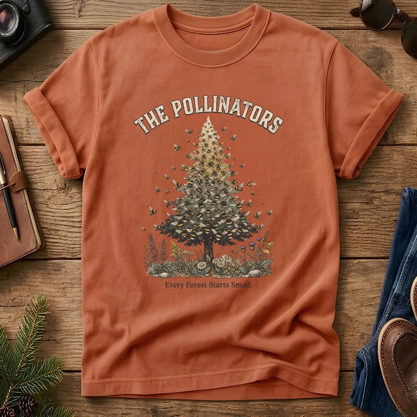 The Pollinators Tee – bee, butterfly, and hummingbird garden graphic tee, product photo 9
