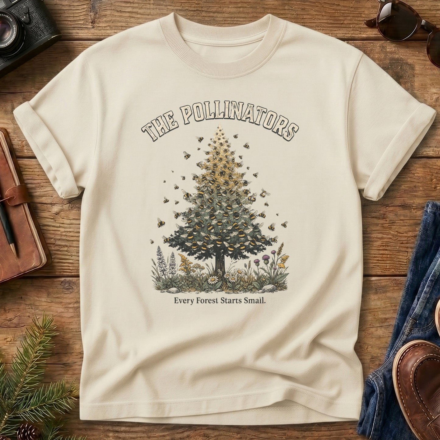 The Pollinators Tee – bee, butterfly, and hummingbird garden graphic tee, product photo 5
