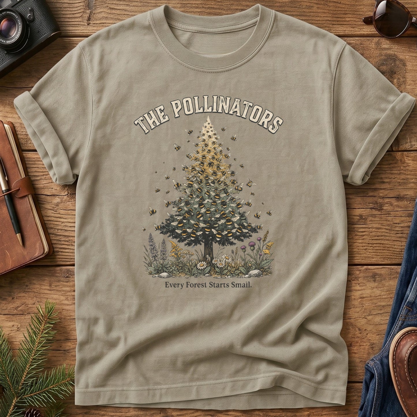 The Pollinators Tee – bee, butterfly, and hummingbird garden graphic tee, product photo 6