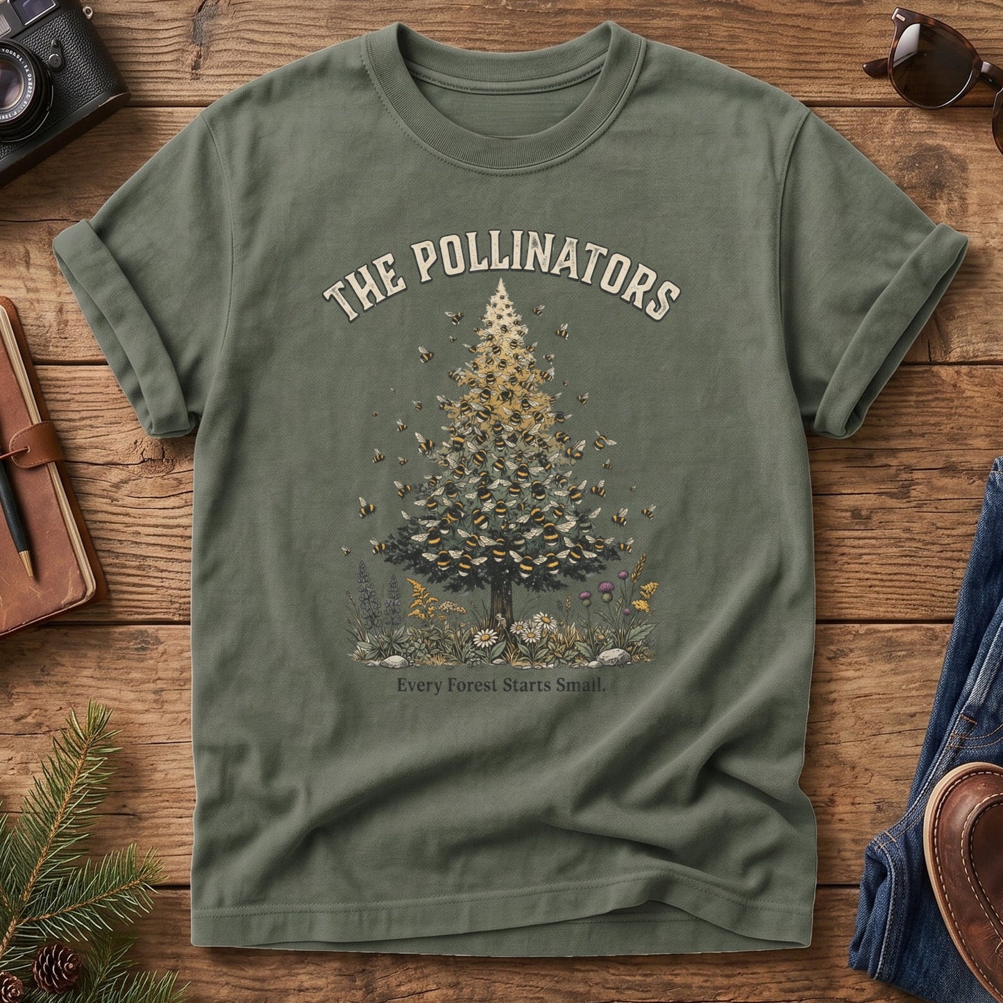 The Pollinators Tee – bee, butterfly, and hummingbird garden graphic tee, product photo 7