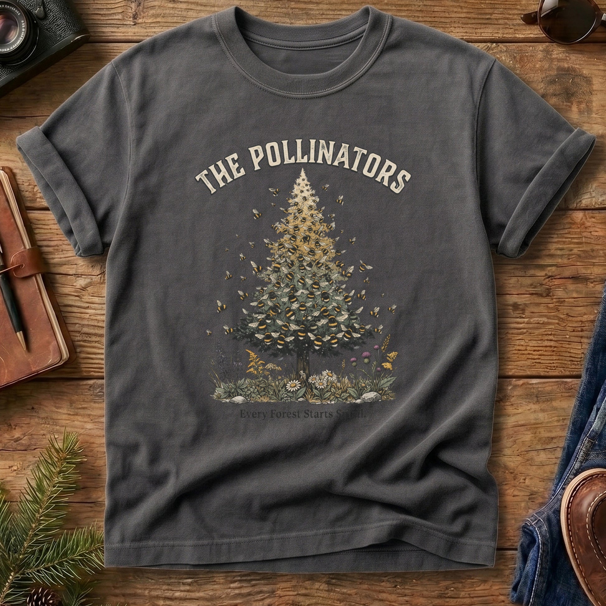 The Pollinators Tee – bee, butterfly, and hummingbird garden graphic tee, product photo 4