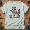 Raccoon Trail Club Snack Vest Mascot Tee – raccoon mascot in snack vest graphic on Softstyle t-shirt, front view