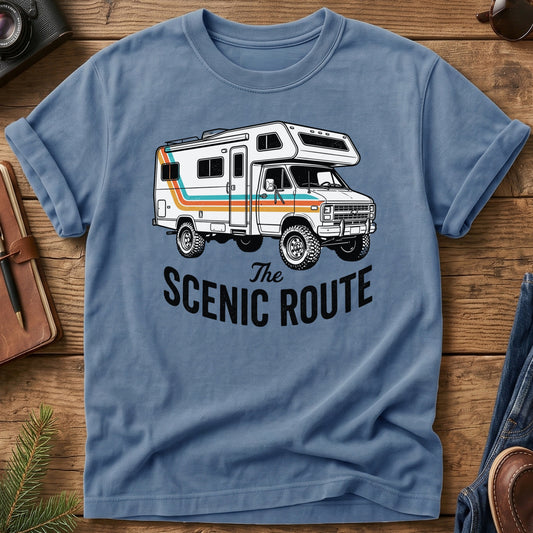 The Scenic Route Retro Camper Tee – Wilderness Apparel retro camper graphic t-shirt