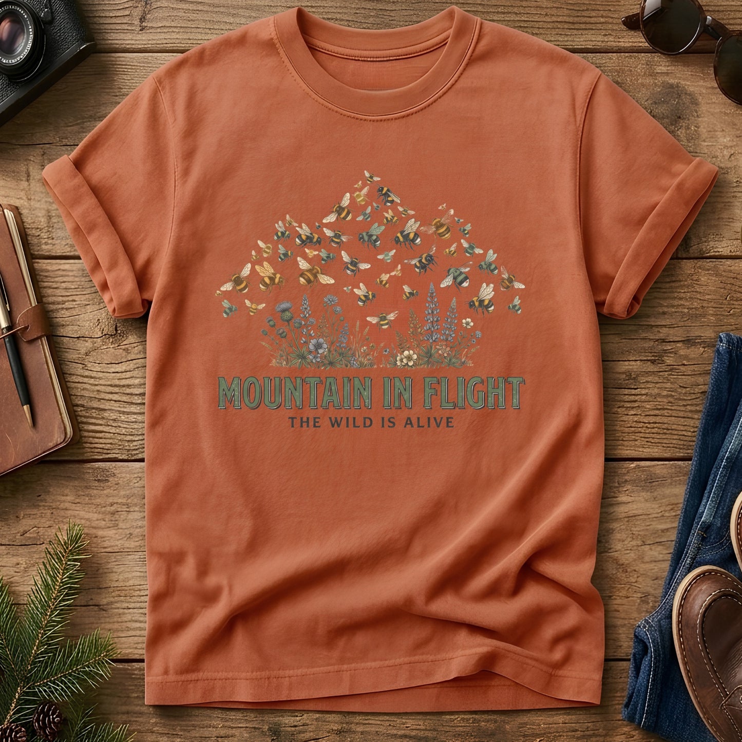The Wild Is Alive Tee – mountain ridge and wildlife silhouette graphic tee, product photo 6
