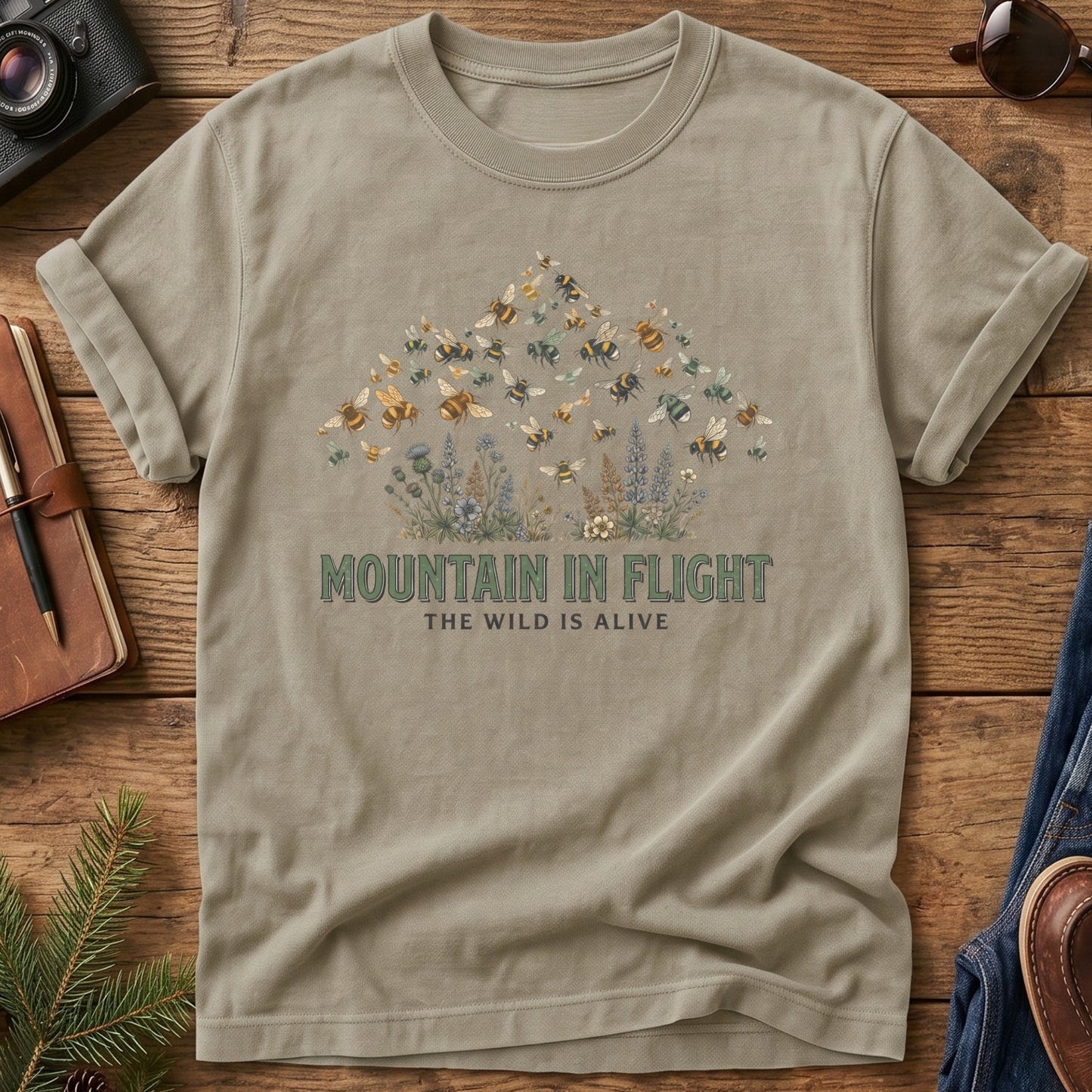 The Wild Is Alive Tee – mountain ridge and wildlife silhouette graphic tee, product photo 4