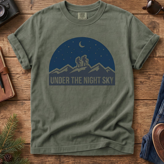 Under the Night Sky Tee – folded flat lay of garment-dyed Comfort Colors fabric