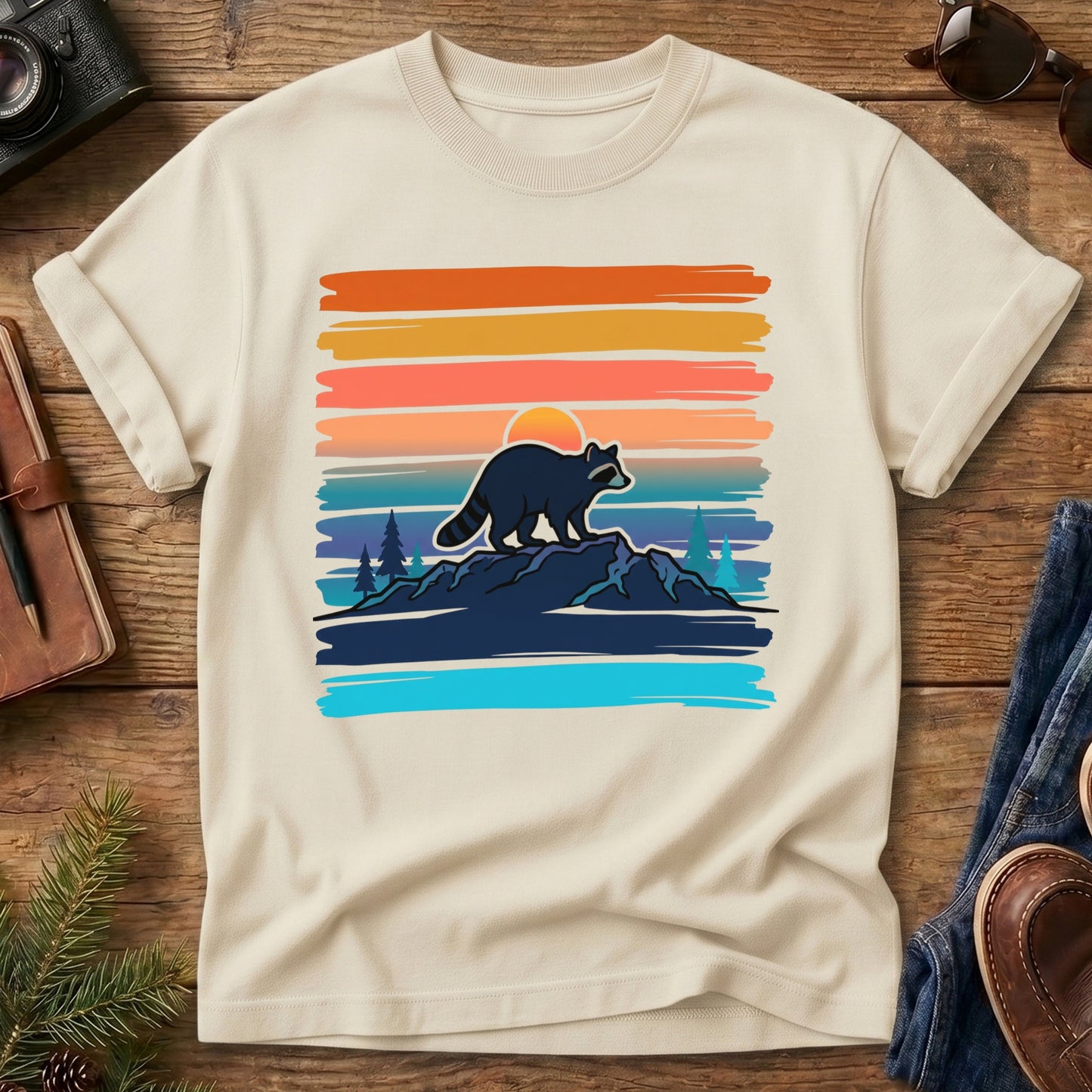 Vintage Raccoon Sunset Tee